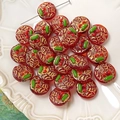 Macro shot of handmade dark red glass beads with gold foil and 3D floral accents - Dark Red Gold Foil Inlaid Style (#8) / 1 Piece