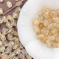 Detailed macro of tulip glass beads with gold sand texture for DIY jewelry making - Gold Traced Tulip (1#) / 1 Piece / Transparent Gold