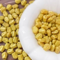 Macro detail of yellow tulip-shaped beads with pearlescent finish for DIY jewelry - Gold Traced Tulip (5#) / 1 Piece / Yellow