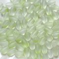 Macro shot of light green frosted matte glass oval beads for DIY jewelry making - Light Bean Green Frosted Style (3#) / 10g Pack