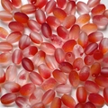 Macro shot of oval gradient frosted red beads with precision drill holes for DIY jewelry - Red-Orange Gradient Frosted Style (16#) / 10g Pack