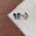 Details von Schmetterlingsanhängern mit schwarzer Emaille und Perlen für DIY-Schmuck - Schwarze Perle Schmetterling (2#)