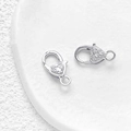 Macro shot of silver heart lobster clasps with zircons for DIY jewelry making - Rhinestone Embellished Style / 3# White Gold Style