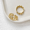 Close-up of 14k gold-filled hollow woven ring base and DIY jewelry making findings - 3# 18K Gold