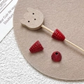 Detail of red conical DIY beads with LOVE engraving and wooden bear pin accessories - Red (9# Single Price)