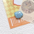 Macro shot of light blue resin coffee cup beads with small floral patterns for DIY jewelry - 4# Light Blue (Single)
