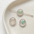 Close-up of natural agate beads with Ruyi enamel patterns for DIY jewelry making - Ruyi Style (2#) / Single Piece / White Green