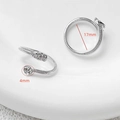 Macro view of 17mm silver dragon scale ring with 4mm bead detail on ceramic tray - Platinum Dragon (D5093)