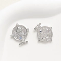 Detailed view of silver-plated coin charms featuring colorful cubic zirconia stones - Single Piece / White Gold