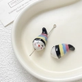 Macro di perle in ceramica dipinte a mano stile clown con foro per gioielli fai-da-te - Serie Nera