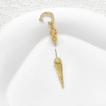 Unique gold plated umbrella shape earring pendant with detailed engraved textures - 18K Gold