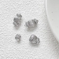Macro view of silver-plated lantern screw clasps with cubic zirconia for DIY jewelry - Platinum Lantern Connector