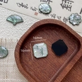 Detail of 16mm iridescent shell charms with bamboo painting for DIY jewelry crafts - Square Style
