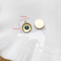 Détail du pendentif en malachite plaqué or 14k de 12mm avec les dimensions - Pierre Verte Ronde