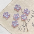 Macro shot of purple flower glass beads with AB coating and center drill hole - Iridescent Purple (2#1 Piece)