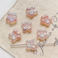 Macro detail of iridescent pink flower glass beads for DIY jewelry making and craft - Iridescent Pink (3#1 Piece)