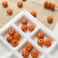 Macro shot of orange pumpkin glass beads with black stripes for DIY jewelry making - Orange Pumpkin Style (2#)