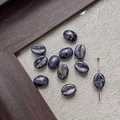 Macro shot of coffee bean glass beads with marble texture and needle for jewelry making - Splash Purple Green (20#)