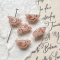 Close-up of vintage pink bird beads with crackle glaze and headpin for DIY jewelry making - Pink Bird (1#)