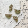 Close-up of bird-shaped ceramic beads with vintage copper glaze and rustic textures - Grey Green Bird (6#)