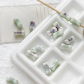 Detail of bone-shaped ceramic beads with green and purple glaze for DIY jewelry - 3# Light Green Purple Pattern Style (D5347) / 1 Piece