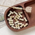 Close-up of hand-painted bamboo joint ceramic beads in vintage style for DIY jewelry making - Off White Gradient Style (1#) / 1 Piece