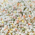 Detail of 4mm cream glass beads with mixed colorful marble patterns for DIY jewelry - 10g Pack / Marble Pattern