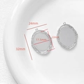 Macro detail of silver vintage oval DIY pendant trays with precise size measurements - Oval Relief Style (6#)