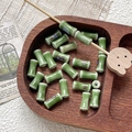 Macro shot of bamboo-shaped green ceramic beads with kiln-effect glaze for DIY jewelry - Emerald Green Kiln Change Brown Style (9#) / 1 Piece