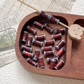 Macro view of bamboo shaped ceramic beads with reddish-brown glaze and kiln texture - Reddish Brown Dark Blue Kiln Change Style (12#) / 1 Piece