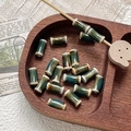Macro shot of kiln-fired ceramic bamboo tube beads on a rustic dark wooden tray - Cyan Blue Reddish Brown Kiln Change Style (15#) / 1 Piece