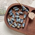 Macro detail of blue kiln-glazed ceramic bamboo tube beads for DIY jewelry making - Blue Kiln Change Gradient Style (18#) / 1 Piece