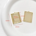 Golden baroque frame pendant 32x25mm with embossed edges for DIY necklace making - Wheat Ear Rectangle Style (11#)