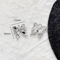Silver bow and star angel pendant 15x16mm with black enamel detail for DIY jewelry - Butterfly Style (1#)