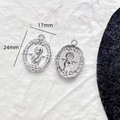 Macro view of silver alloy angel pendants with 17mm and 24mm clear size markings - Embossed Angel Style (3#)
