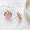 Close-up of DIY umbrella earrings with pink yellow gradient resin and golden hooks - Pink Yellow Gradient Waterdrop Style (2#)