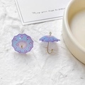 Detailed view of resin umbrella charms with blue purple gradient and golden hooks - Blue Purple Gradient Pink Dots Style (7#)