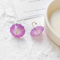 Close-up of purple resin mini umbrella earrings with yellow dots and gold hooks - Purple Transparent Orange Dots Style (8#)