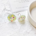 Close-up of mini umbrella pendants with floral prints and golden metal hooks - Light Green Transparent Floral Style (10#)