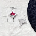Détail d'un pendentif étoile en alliage argenté avec émail rouge de 26mm par 19mm - Pendentif Étoile Émail Rouge (17#)