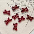 Detailed view of red glass butterfly beads with gold edges for DIY jewelry making - Transparent Dark Red Butterfly (1#) / 1 Piece Pack