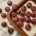 Detail of red Czech glass bird beads with gold engraving for DIY jewelry making - Dark Red Bird Style / 1 Piece Pack