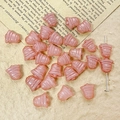 Macro view of pink bell-shaped frosted glass beads for DIY vintage jewelry making - Pink Style (2#)