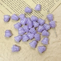 Close-up of purple bell-shaped Czech glass beads with white stripes for DIY jewelry making - Purple Style (3#)