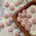 Macro detail of hand-painted pink glass beads featuring bird engravings for DIY jewelry making - Light Pink Bird Style / 1 Piece Pack