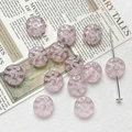 Detailed macro view of pink translucent Czech glass beads with celestial moon and star relief - 1 Piece Pack / Pink (1#)
