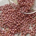 Flat round mauve glass beads with marble texture for DIY jewelry making and crafting - Size 8 / 10 Pieces Pack