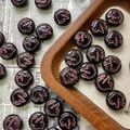 Detail of Czech glass beads with hand-painted bird patterns on a vintage tray for DIY jewelry - Black Grey Bird Style / 1 Piece Pack