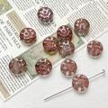 Detail of vintage glass beads with red glitter star and moon motifs for DIY jewelry - 1 Piece Pack / Iridescent Red (8#)