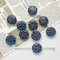 Detail of blue Czech glass beads with star and moon motifs for DIY jewelry making - 1 Piece Pack / Blue (7#)
